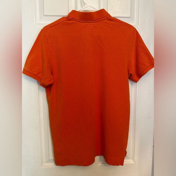 ABERCROMBIE Boys Young Men’s Orange  Short Sleeve Polo Shirt Size Medium - Picture 2 of 3